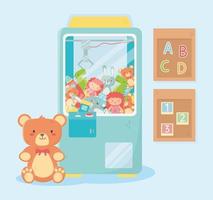 giocattoli per bambini oggetto divertente cartone animato teddy picker macchina alfabeto numeri tavole vettore