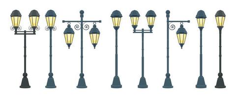 illustrazione di disegno vettoriale vintage lampione isolato su sfondo bianco