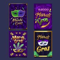 meravigliosa carta mardi gras maschera d'oro viola vettore