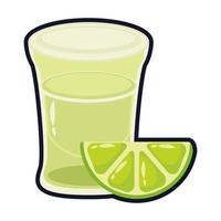 Tequila cup con limone stile piatto messicano icona illustrazione vettoriale design