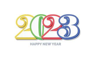 3d contento nuovo anno 2023 logo design vettore