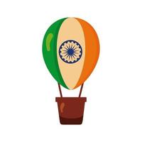 bandiera della celebrazione dell'indipendenza dell'india in stile piatto caldo aria mongolfiera vettore