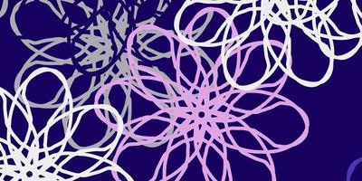 struttura di doodle vettoriale viola chiaro con fiori.