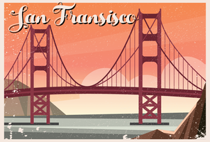Cartolina del Golden Gate Bridge di San Francisco vettore