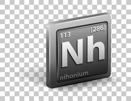 elemento chimico nihonium. simbolo chimico con numero atomico e massa atomica. vettore