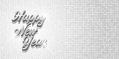 design elegante banner argento felice anno nuovo vettore