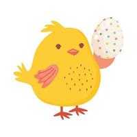 buona pasqua, pollo carino con decorazione a uovo punteggiata vettore