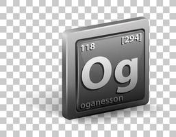 elemento chimico oganesson. simbolo chimico con numero atomico e massa atomica. vettore