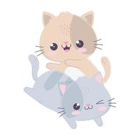 simpatici e divertenti piccoli gatti kawaii personaggio dei cartoni animati vettore