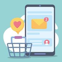 smartphone online shopping email social network comunicazione e tecnologie vettore