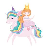 unicorno e sirena fantasia stelle magiche decorazione cartone animato vettore