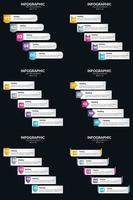 vettore 6 infografica imballare presentazione diapositiva modello 5 passaggi ciclo diagrammi e linea del tempo