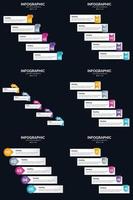 vettore 6 infografica imballare presentazione diapositiva modello 5 passaggi ciclo diagrammi e linea del tempo