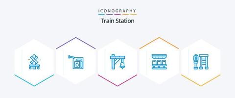 treno stazione 25 blu icona imballare Compreso autobus. viaggio. campana. trasporto. posti a sedere vettore
