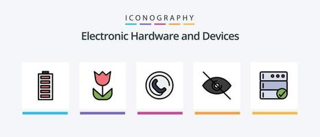 dispositivi linea pieno 5 icona imballare Compreso backup. microfono. telecomando da gioco. microfono. Audio. creativo icone design vettore