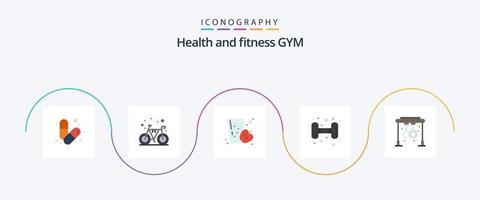 Palestra piatto 5 icona imballare Compreso anelli. addestramento. palestra. palestra. Mela vettore