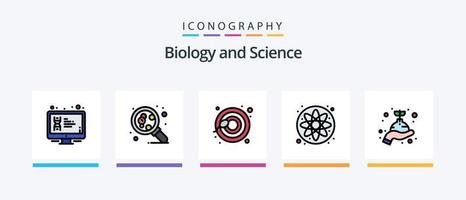 biologia linea pieno 5 icona imballare Compreso scienza. cellula. molecola. crescita. decorativo. creativo icone design vettore