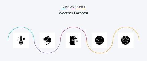 tempo metereologico glifo 5 icona imballare Compreso . tempo atmosferico. tempo atmosferico. senza nuvole vettore