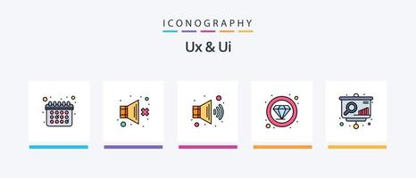 UX e ui linea pieno 5 icona imballare Compreso . tè rompere. Usato. rinfresco. occhio Visualizza. creativo icone design vettore