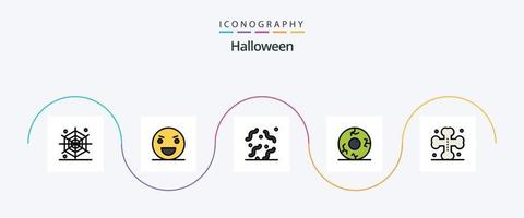 Halloween linea pieno piatto 5 icona imballare Compreso attraversare. orrore. Halloween. Halloween. occhio vettore