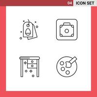 impostato di 4 moderno ui icone simboli segni per etichetta ufficio natura bagaglio Lavorando scrivania modificabile vettore design elementi
