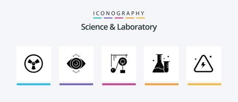 scienza glifo 5 icona imballare Compreso altamente. Pericolo. scienza. combustibile. laboratorio. creativo icone design vettore