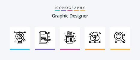 grafico progettista linea 5 icona imballare Compreso dipingere. Stazionario. creativo. gomma. gomma. creativo icone design vettore
