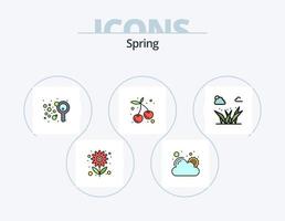 primavera linea pieno icona imballare 5 icona design. natura. pianta. primavera. foglia. giardino vettore