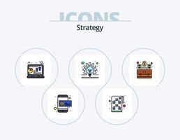 strategia linea pieno icona imballare 5 icona design. Astuccio. Borsa. chiave. attività commerciale soluzione. di brainstorming vettore