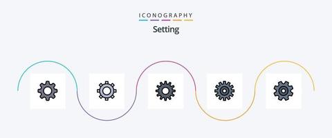 ambientazione linea pieno piatto 5 icona imballare Compreso . ruota. ambientazione vettore