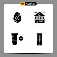 4 utente interfaccia solido glifo imballare di moderno segni e simboli di uovo spazio Casa casa a distanza modificabile vettore design elementi