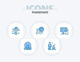 investimento blu icona imballare 5 icona design. credito. attività commerciale. funel. investimento. dollaro moneta vettore