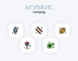 campeggio linea pieno icona imballare 5 icona design. . . scarabocchio. immagine. telecamera vettore