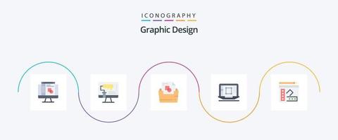 grafico design piatto 5 icona imballare Compreso libro. migliorare. documento. progettazione attrezzo. il computer portatile vettore