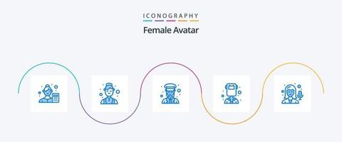 femmina avatar blu 5 icona imballare Compreso saldatore. femmina. medico. avatar. polizia vettore