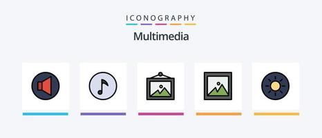 multimedia linea pieno 5 icona imballare Compreso . volume. alternare. luce. creativo icone design vettore