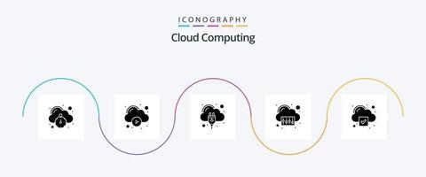 nube calcolo glifo 5 icona imballare Compreso nube. tecnologia. nube ospitando. Conservazione. nube vettore