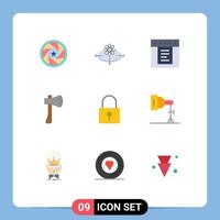 9 creativo icone moderno segni e simboli di edificio ascia innovazione ascia attrezzo ragnatela modificabile vettore design elementi