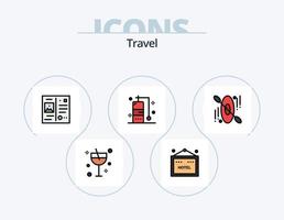viaggio linea pieno icona imballare 5 icona design. . carta geografica. i soldi. Posizione. viaggio vettore