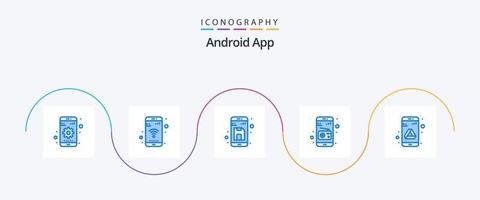 androide App blu 5 icona imballare Compreso viaggio. Radio. Indietro. media. su vettore