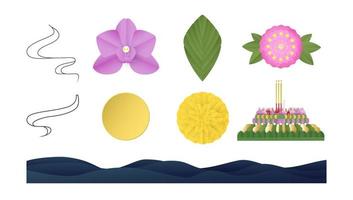 elememts è progettato per loy krathong festival. disegni di illustrazione vettoriale in stile minimal per modello, copertina, invito, carta. mestieri di carta anche per bambini.