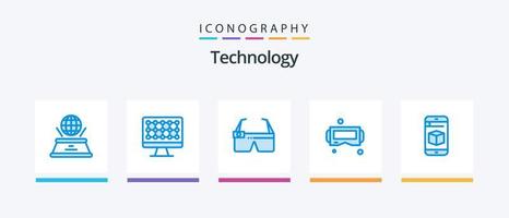tecnologia blu 5 icona imballare Compreso . occhiali. tecnologia. cellula. creativo icone design vettore