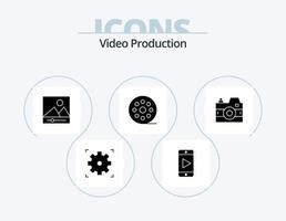 video produzione glifo icona imballare 5 icona design. . film . film . vettore