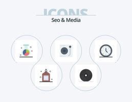 SEO e media piatto icona imballare 5 icona design. media. musica. motore. media. ricerca vettore