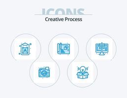 creativo processi blu icona imballare 5 icona design. ambientazione. interfaccia. processi. computer. processi vettore