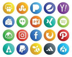 20 sociale media icona imballare Compreso primo del browser presa della corrente firefox instagram vettore