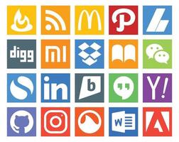 20 sociale media icona imballare Compreso ricerca ritrovi dropbox aquilone semplice vettore