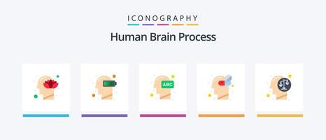 umano cervello processi piatto 5 icona imballare Compreso sano. umano mente. mentale. apprendimento. umano. creativo icone design vettore