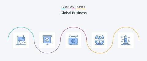 globale attività commerciale blu 5 icona imballare Compreso esternalizzazione. internazionale. Borsa. globale. bagaglio vettore