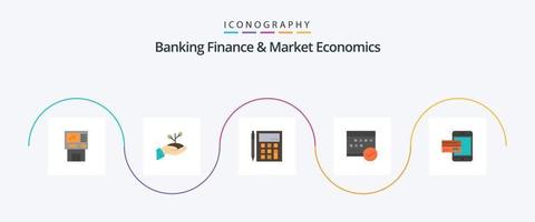 bancario finanza e mercato economia piatto 5 icona imballare Compreso calcolare. contabilità. crescita. pagamento. prestito vettore